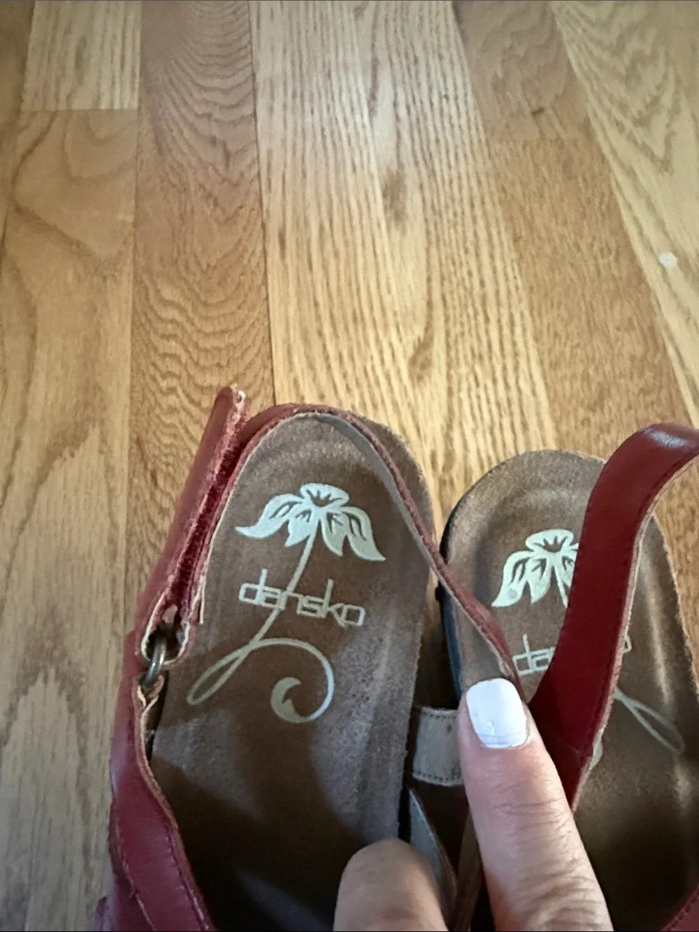 Dansko Red Leather Slingback Wedge Sandals - size 36 or 6 US